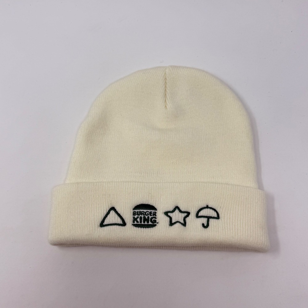 Netflix Squid Game‎ x Burger King Beanie Cream Off-White Embroidered Knit Hat